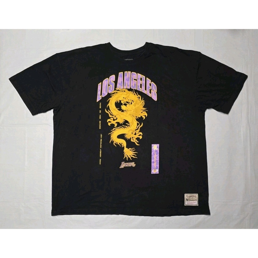 LA Lakers Mitchell & Ness XXL Year Of The Dragon Short Sleeve T-Shirt Black/Gold